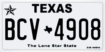 TX license plate BCV4908