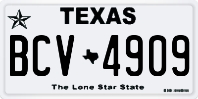 TX license plate BCV4909