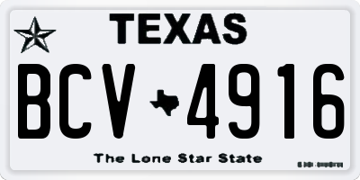 TX license plate BCV4916