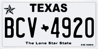 TX license plate BCV4920