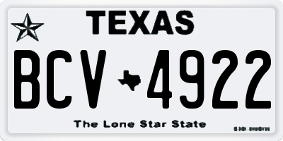TX license plate BCV4922