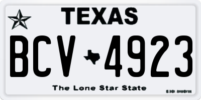 TX license plate BCV4923
