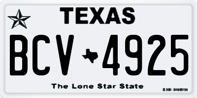 TX license plate BCV4925