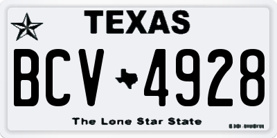 TX license plate BCV4928