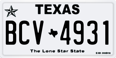 TX license plate BCV4931