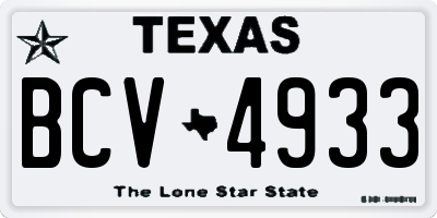 TX license plate BCV4933