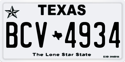 TX license plate BCV4934
