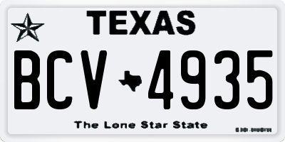 TX license plate BCV4935
