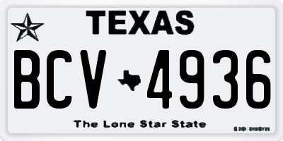 TX license plate BCV4936