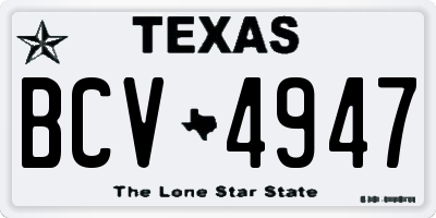 TX license plate BCV4947