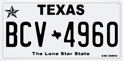 TX license plate BCV4960