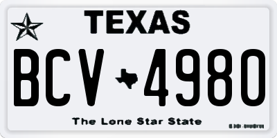 TX license plate BCV4980