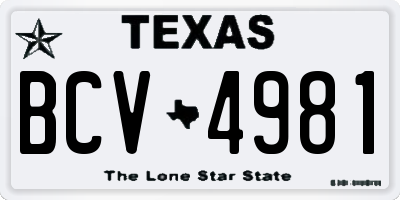 TX license plate BCV4981