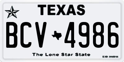 TX license plate BCV4986