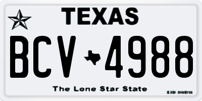 TX license plate BCV4988