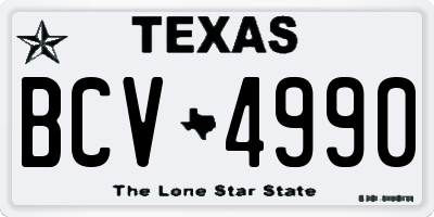 TX license plate BCV4990