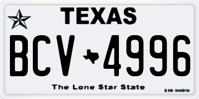 TX license plate BCV4996