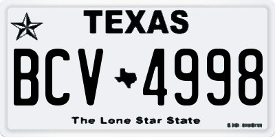TX license plate BCV4998