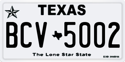 TX license plate BCV5002