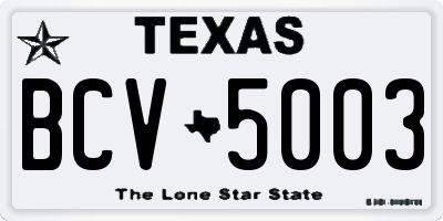 TX license plate BCV5003