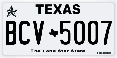 TX license plate BCV5007