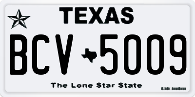 TX license plate BCV5009