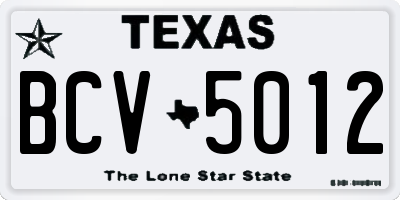 TX license plate BCV5012