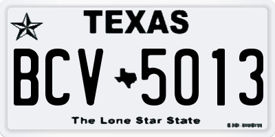TX license plate BCV5013