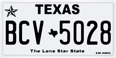TX license plate BCV5028