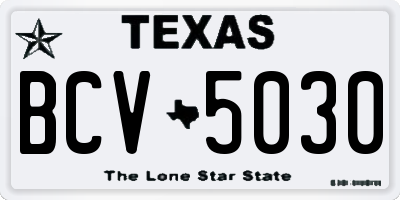 TX license plate BCV5030