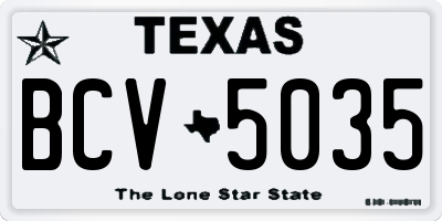 TX license plate BCV5035