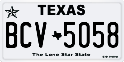 TX license plate BCV5058