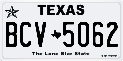 TX license plate BCV5062
