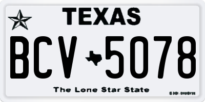 TX license plate BCV5078