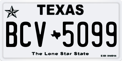 TX license plate BCV5099