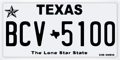 TX license plate BCV5100