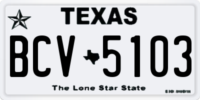 TX license plate BCV5103