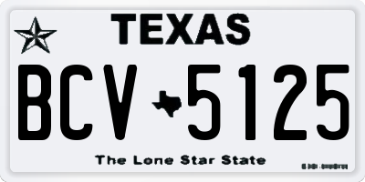 TX license plate BCV5125