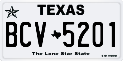 TX license plate BCV5201
