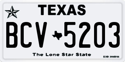 TX license plate BCV5203