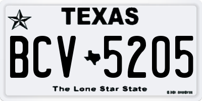 TX license plate BCV5205