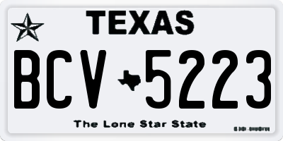 TX license plate BCV5223