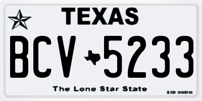 TX license plate BCV5233