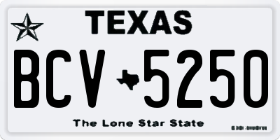 TX license plate BCV5250