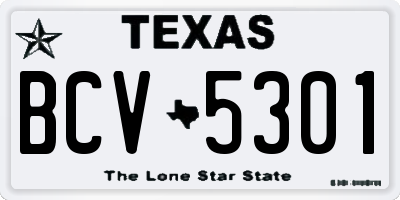 TX license plate BCV5301