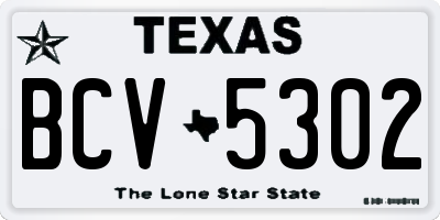 TX license plate BCV5302