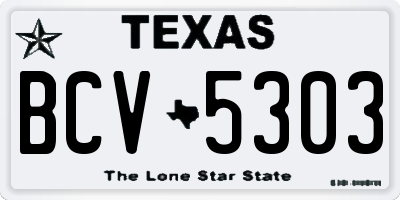 TX license plate BCV5303