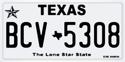 TX license plate BCV5308