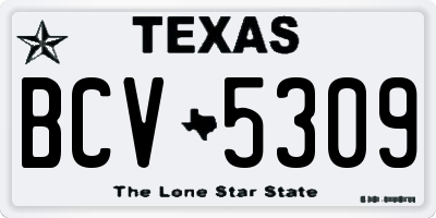 TX license plate BCV5309