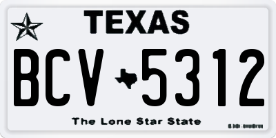 TX license plate BCV5312